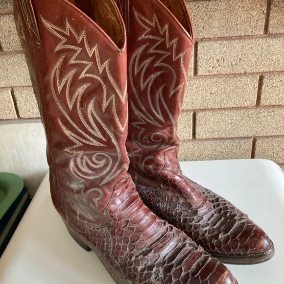 Vintage Dan Post Snakeskin and Leather Cowboy Boots Men’s Size 11D